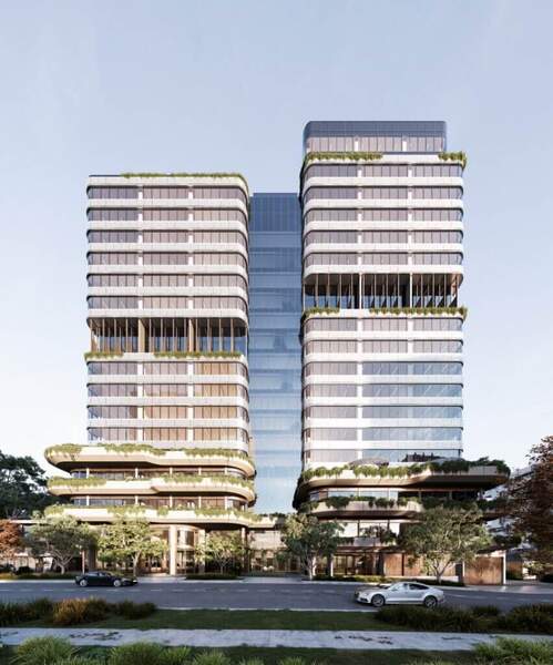 Exterior rendering of Wellington Health buildings