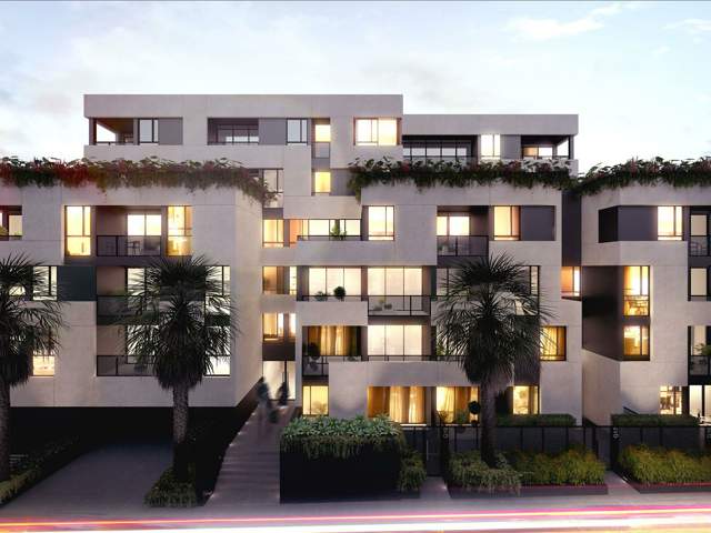 Earth Electrical Contractors undertook the electrical fitout on 9 Darling Street South Yarra, pictured lit up at night