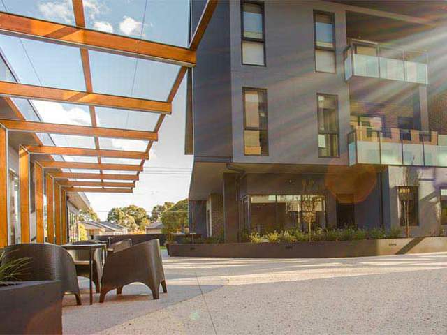Photograph of the courtyard of the Campbell Place Aged Care Facility & The Residence