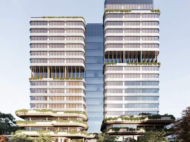 Exterior rendering of Wellington Health buildings